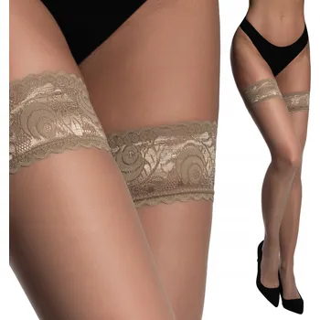 Dámské punčochy Punčochy hladké SAMODRŽÍCÍ 20 DEN s krásnou krajkou L