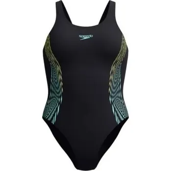 Dámské plavky Speedo Placement Muscleback Hyper Yellow/Blue S - UK32