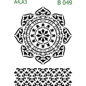 Plastová šablona pro malování - Mandaly a dortovky - Mandala (B049) - A4 , Lepící fólie