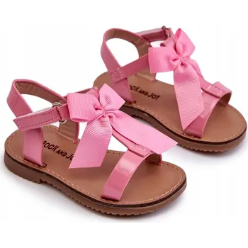 Chlapecké sandály Dětské SANDÁLKY NA SUCHÝ ZIP S MAŠLIČKOU Z EKOKŮŽE LAKOVANÉ RŮŽOVÉ VEL. 22