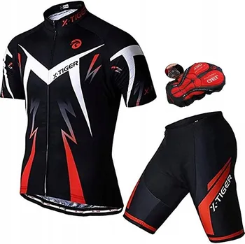 Cyklistické kalhoty CYKLISTICKÝ SADA CYKLISTICKÉ KRÁTKY KRAŤASY TEPLÁKOVKA L X-TIGER ČERVENÁ