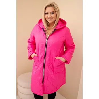 Kesi Włoski Dámská zimní péřová bunda Plus Size s kapucí neonově růžová Kesi Włoski černá | fuchsiová 3507468