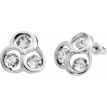 Módní doplněk JSB bijoux s.r.o. Náušnice puzety z bižuterní slitiny tři krystaly v kruzích Swarovski Crystal