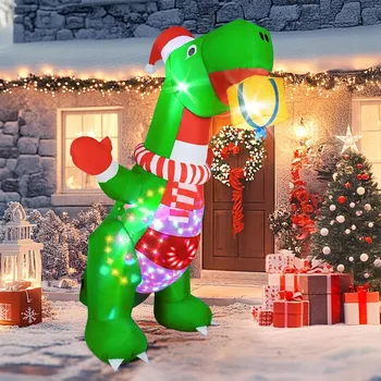 Vánoční dekorace Dinosauři NAFUKOVACÍ VÁNOČNÍ DEKORACE LED OZDOBA ZAHRADNÍ XXL 240 cm