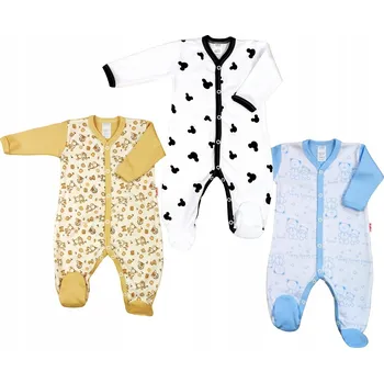 Kojenecký overall Overal 3-pack Oslík/Myška bílá/Medvídek modrý vel 56 KLEKLE
