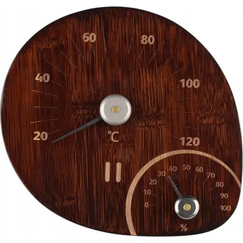 Termovlhkoměr do sauny Rento 18 cm, dřevěný, bambusový, tmavě hnědý