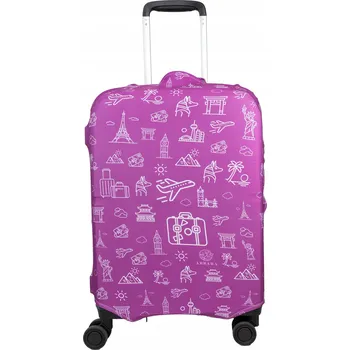Elastický obal na kufr - Svět - růžovo bílý - Abbara