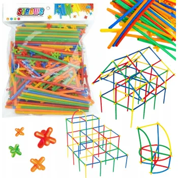 ostatní stavebnice Stavebnice Kostky Brčka Kreativní 3D Tyčinky Trubičky Sada 700 dílků
