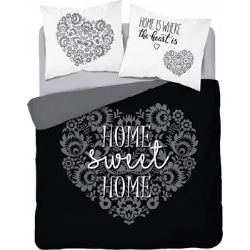 Povlečení Ložní souprava Holland Povlečení Black Grey Sweet Home 100% bavlna 160x200 cm Detexpol