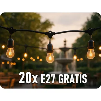 Osvětlení LED řetězové svítidlo 20m+20x žárovka E27 1W, 80ml, černá [LG-3/20M/E27/3]