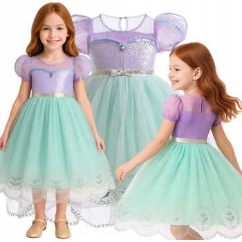 Karnevalový kostým KOSTÝM MOŘSKÉ PANNY ARIELKA MALÁ MOŘSKÁ VÍLA ŠATY KOSTÝM KARNEVALOVÝ PLES 134 140 CM