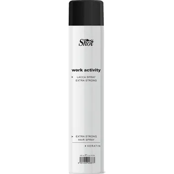 Stylingový přípravek Shot Work Activity Hair Spray EXTRA STRONG + KERATIN - extra silný fixační sprej s keratinem, 490 ml