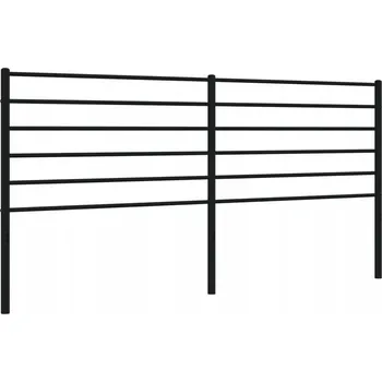 Černé čelo postele z lakované oceli 206 x 3 x 90 cm