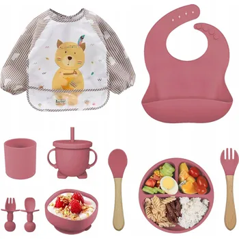 Talíř SILIKONOVÁ SADA PRO DĚTI Talíř Miska Lžíce Lehká