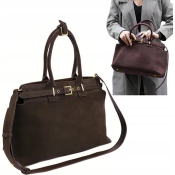 Solier kabelka z pravé semišové kůže hnědá