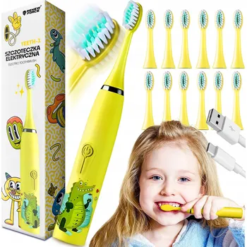 Elektrický zubní kartáček Sonický Kartáček PRO DĚTI + 12 Náhradních hlavic USB Elektrický zubní kartáček MEGA