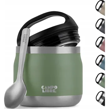 Termoska CAMPO LIBRE Termoska na jídlo 400 ml, nerezový, s lžičkou na polévku a ovesnou kaši