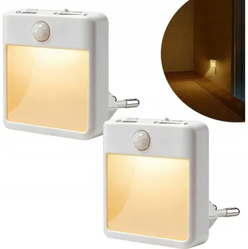 Noční světlo NOČNÍ LAMPA DO ZÁSUVKY LED AMBER S ČIDLEM POHYBU, SVĚTLO DO ZÁSUVKY 2X