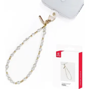 POPRUH NA TELEFON S KORÁLKY NA ZÁPĚSTÍ ZLATÝ ŘETÍZEK PERLY CRONG