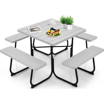 Zahradní stůl Stůl na piknik pro 4 osoby s držákem na slunečník