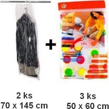 Úložný box Gacek Vakuové pytle 3 ks 50x60cm + 2 ks závěsné vakuové pytle 70x145 cm