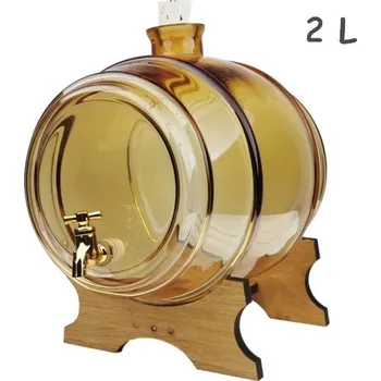 Skleněný soudek se stojanem 2 l jantarová + Možnost GRAVÍROVÁNÍ