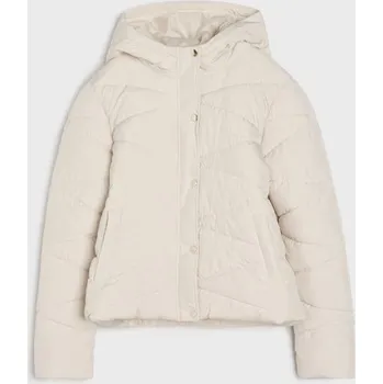 Dámská móda Sinsay - Prošívaná puffer bunda s kapucí - krémová - 565FH-01X - 565FH-01X-XS