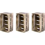 Sada 3 ks Dřevěná bedýnka VINTAGE DIVERO hnědá - 51 x 36 x 23 cm 82642483