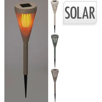 Louč lampa solární pr. 7,5cm, v.46,5cm LED PP mix barev mat.
