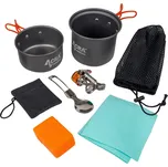 ACRA Kempingový set C23, nádobí včetně plynového vařiče pro 1-2 osoby NO SIZE ČERNÁ|ČERVENÁ