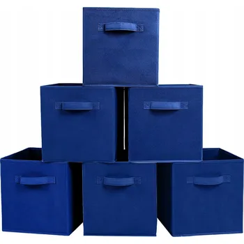 Úložný box POWERKING Skládací Úložné Boxy 6 Kusů Organizér Látkový Tmavě Modrý