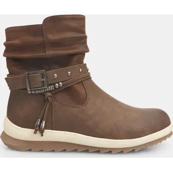 Dámské kozačky Baťa dámské kotníkové boty s řasením a ozdobnou přezkou hnědé, vel. 36