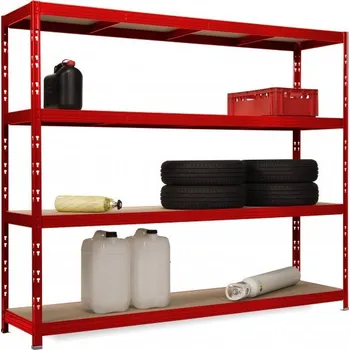 Dílenský regál Profesionální policový regál Trestles RR1 1900x2200x600, nosnost 2000 kg, 4 police Barva: červená