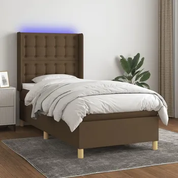 Ložnice vidaXL Box spring postel s matrací a LED 90x190 cm textil [3139158] Barva: tmavě hnědá