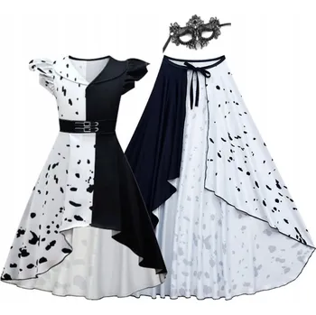 Karnevalový kostým KOSTÝM KOSTÝM ŠATY CRUELLA DE MON 101 DALMATICI 110 116