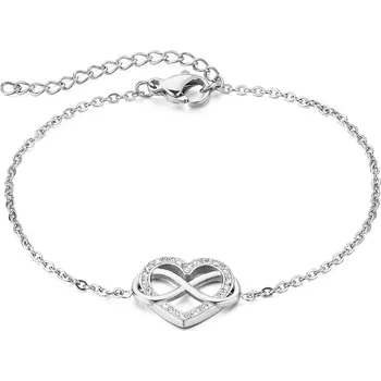 Náramek Troli Něžný ocelový náramek Srdce VEDB0354S + 2 měsíce na vrácení zboží