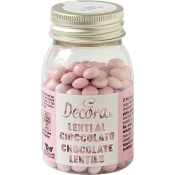 Jedlá dekorace na dort Decora čokoládové mini lentilky světle růžové (80 g)