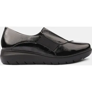 Dámské mokasíny Baťa lakované kožené dámské boty s pružením na nártu černé, vel. 36