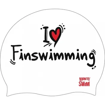 Plavecká čepice BornToSwim I Love Finswimming Cap Bílá