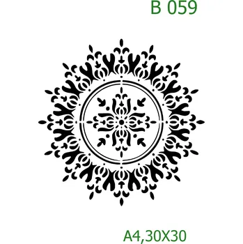 Plastová šablona pro malování - Mandaly a dortovky - Mandala (B059) - A4 , Lepící fólie