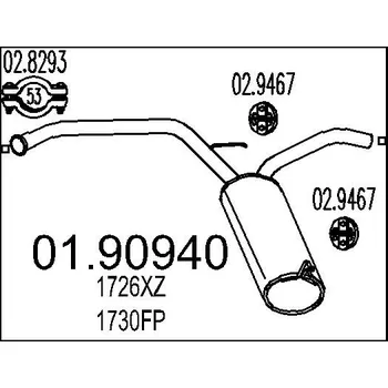 Tlumič výfuku Zadní tlumič výfuku, 01.90940