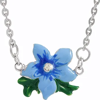 Módní doplněk JSB bijoux s.r.o. Náhrdelník z bižuterní slitiny květ s barevným smaltem a krystaly Swarovski Blue
