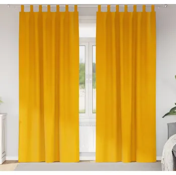 Závěs vidaXL Zatemňovací závěsy 2 pcs Hořčicově žlutá 140 x 245 cm samet [4107281]