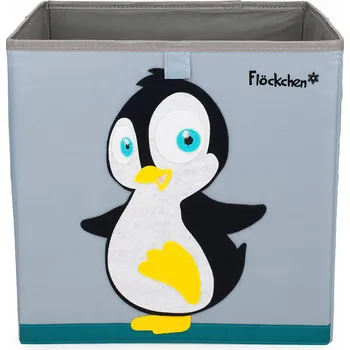 Dětsný nábytek FLÖCKCHEN Dětský Úložný Box / Truhla na Hračky 33x33x33 cm - Motiv Tučňák