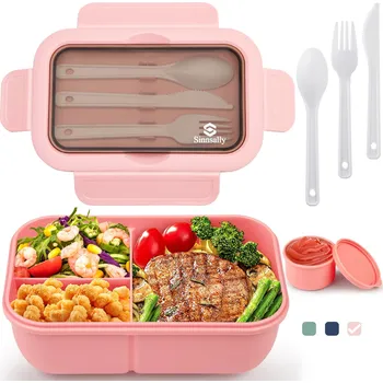 Svačinový box SINNSALLY Box na svačinu Bento 1250 ml pro dospělé i děti, růžová