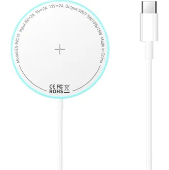 ESSAGER ES-WC19 bezdrátová MagSafe nabíječka s podsvícením pro iPhone / AirPods - 15W - bílá