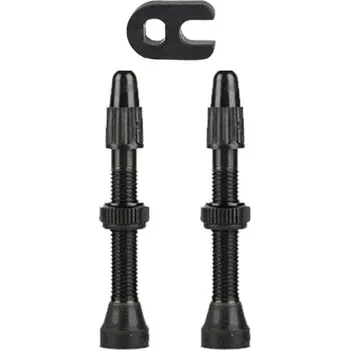 Duše na kolo BIKEFLOW Presta tubeless ventily 40 mm hliník černé pár (2) s klíčem na jádro 40 MM ČERNÁ