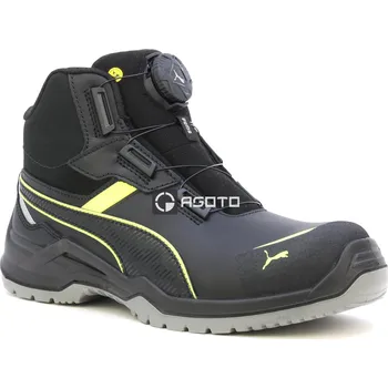 Pracovní obuv PUMA Krypton DISC MID S3 ESD černá pánská kožená pracovní obuv rychlozavazování 45