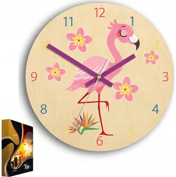 Hodiny Nástěnné hodiny s motivem Flaminga Akrylové Plameňák Kulatý Křemenné