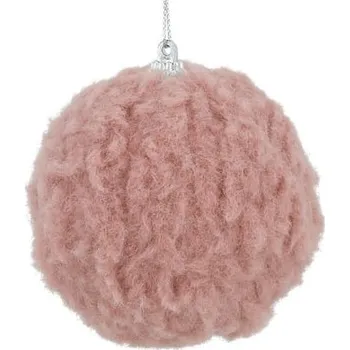 Vánoční dekorace Plyšová vánoční koule na vánoční stromeček Ø 8 cm Růžová